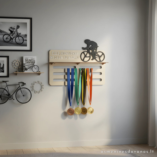 Dovana dviratininkams, užsiimantiems dviračiu sportu medaliu kabykla