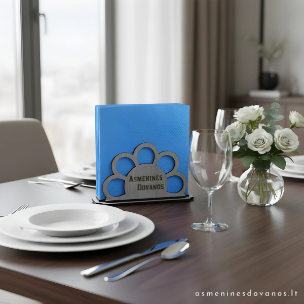 Graviruotas servetėlių dėkliukas ramunės gėlės formos, su tekstu