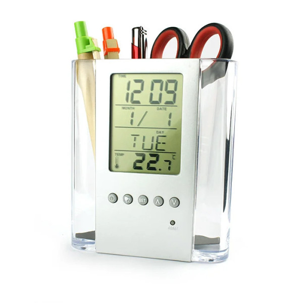 Stalo organizatorius su laikrodžiu ir spauda | Verslo dovana