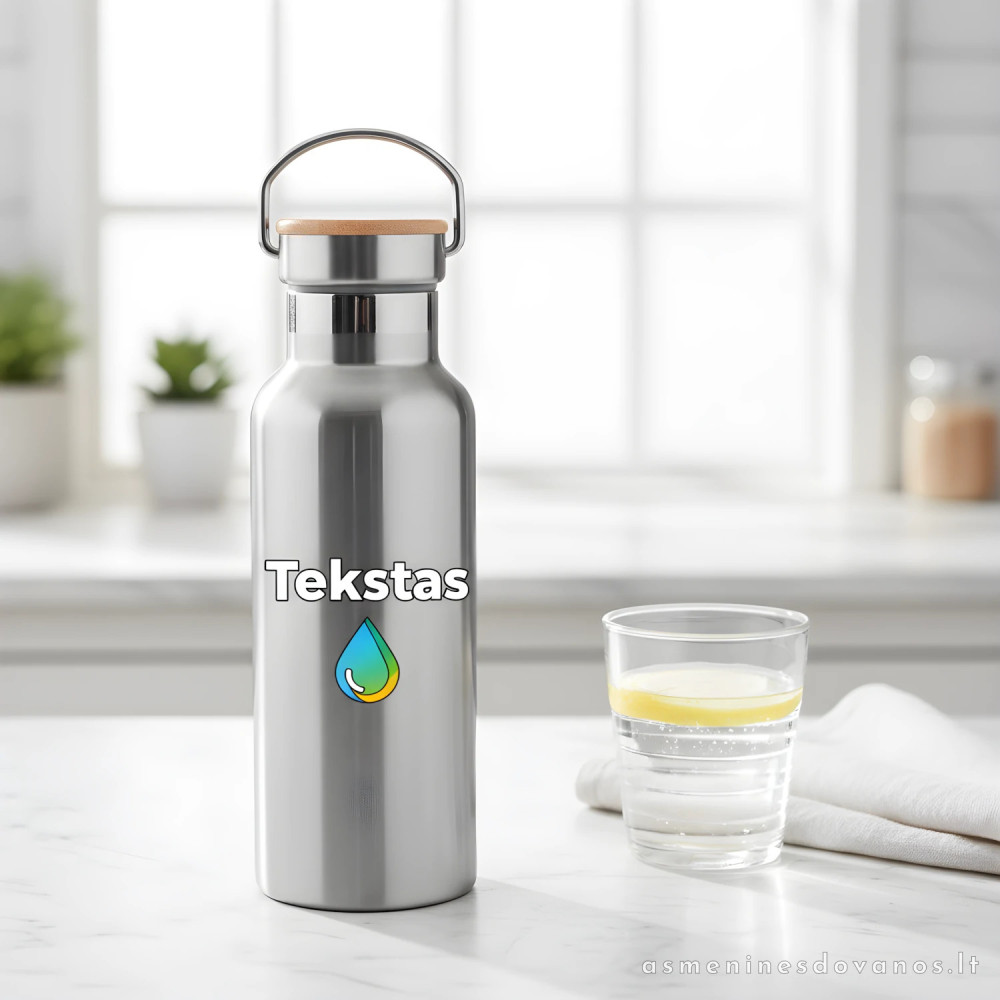 Nerūdijančio plieno gertuvė 500 ml | Bambuko dangtelis