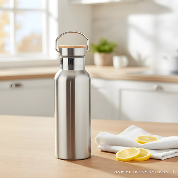 Nerūdijančio plieno gertuvė 500 ml | Bambuko dangtelis
