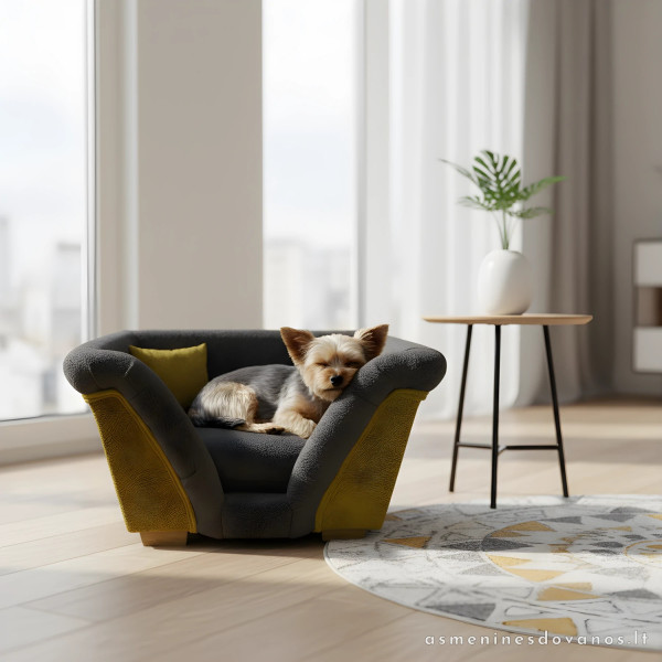 Šuns fotelis – prabangus mini krėslas iš baldinio audinio