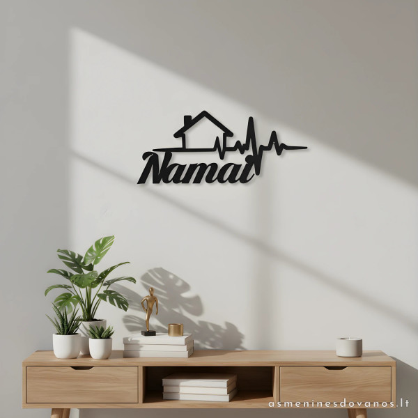 Sienos dekoras „Namai“ – juodas HDF 3 mm | Stilinga dovana