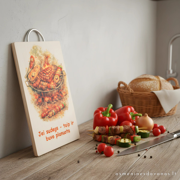 Pjaustymo lentelė BBQ tema su tekstu | Dovana grilio mėgėjui