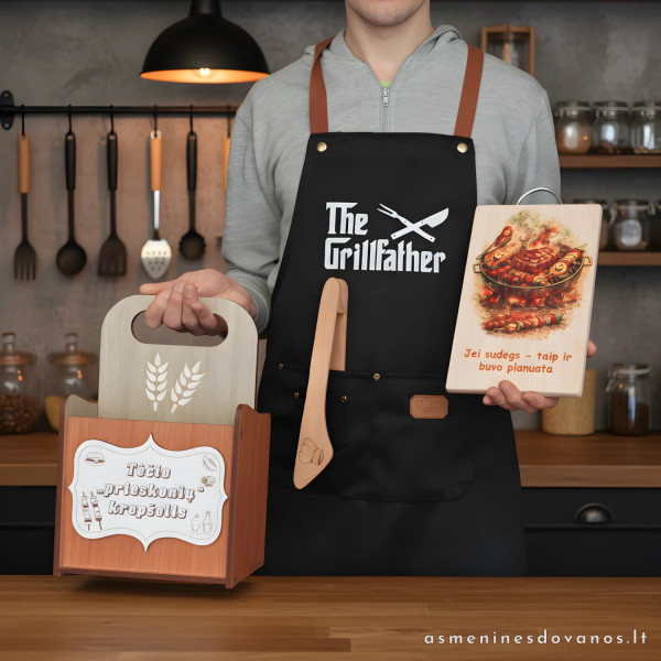BBQ dovanų rinkinys su alaus nešykle | Personalizuota dovana