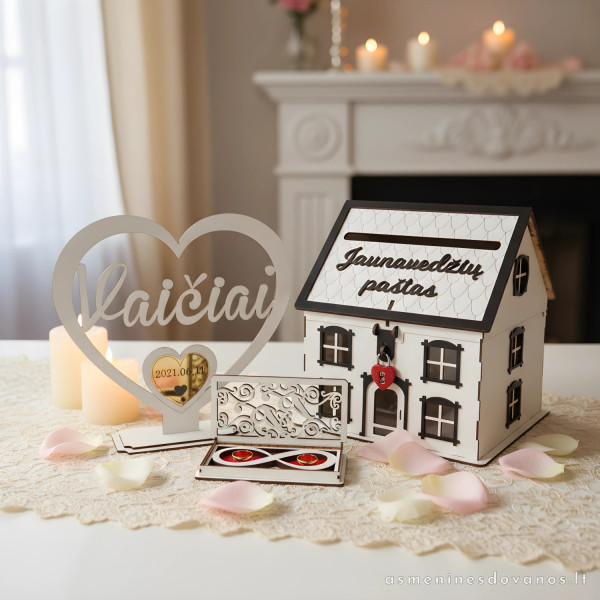 Vestuvių rinkinys su vokelių nameliu | Personalizuota dovana jaunavedžiams