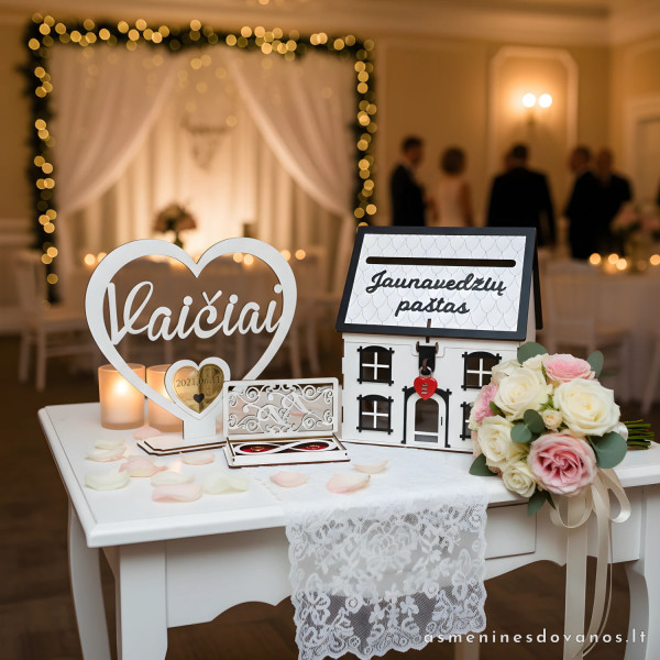 Vestuvių rinkinys su vokelių nameliu | Personalizuota dovana jaunavedžiams