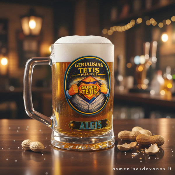 Personalizuotas bokalas „Super tėtis“ | Dovana tėčiui