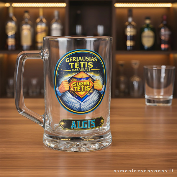 Personalizuotas bokalas „Super tėtis“ | Dovana tėčiui