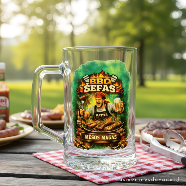 Personalizuotas bokalas „BBQ šefas“ | Dovana grilinimo meistrui