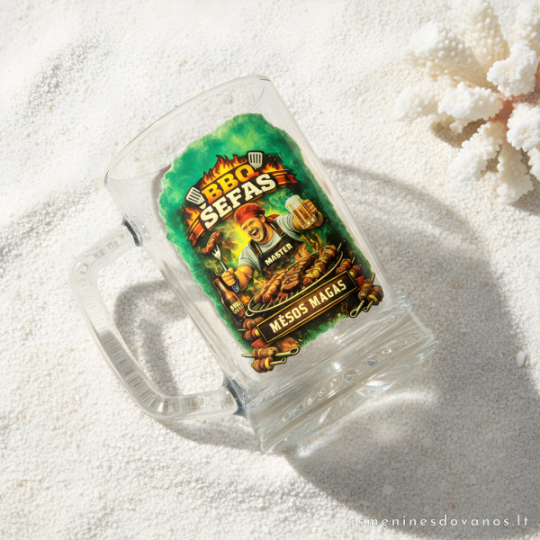 Personalizuotas bokalas „BBQ šefas“ | Dovana grilinimo meistrui