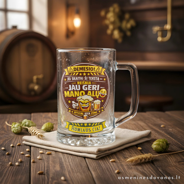 Personalizuotas bokalas „Mano alus“ | Linksma dovana alaus mėgėjui