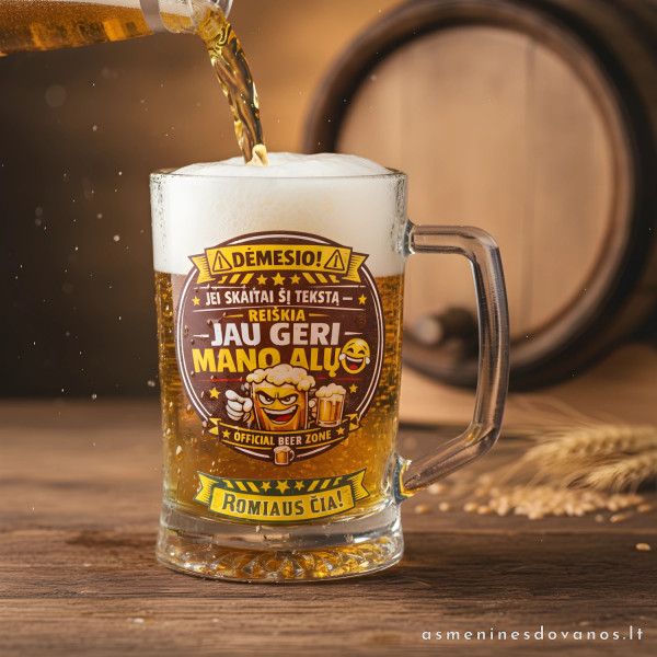 Personalizuotas bokalas „Mano alus“ | Linksma dovana alaus mėgėjui