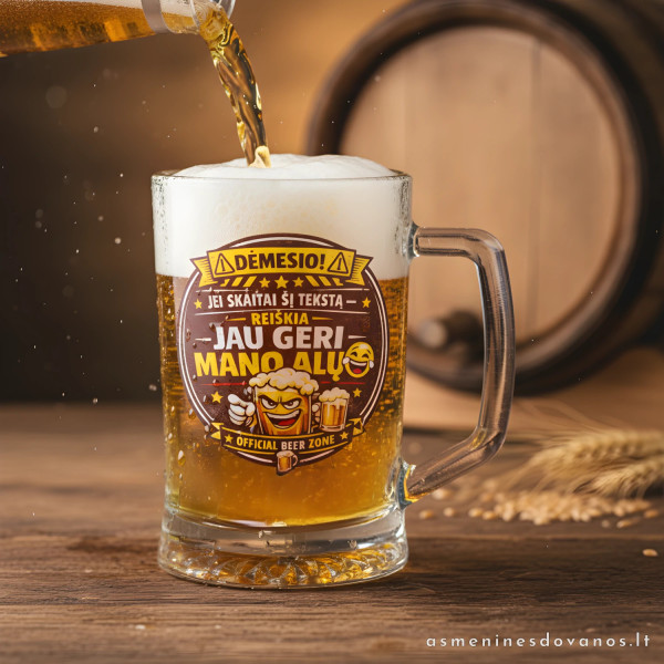 Personalizuotas bokalas „Mano alus“ | Linksma dovana alaus mėgėjui