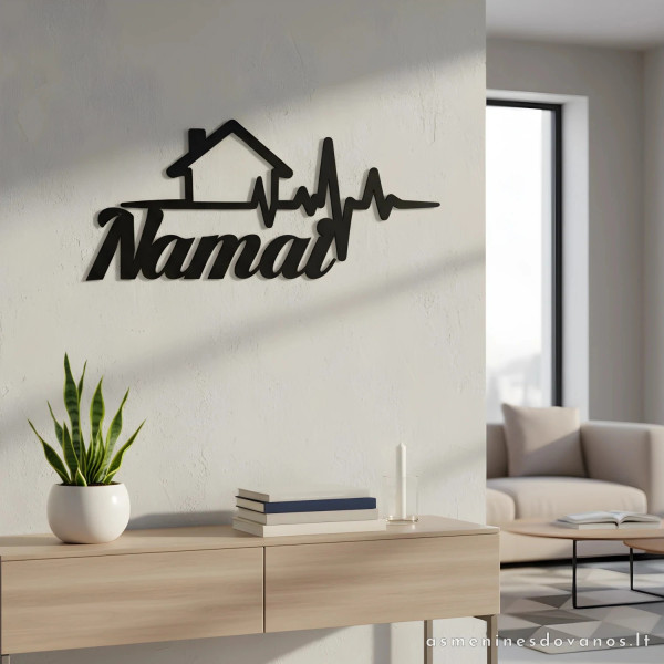 Sienos dekoras „Namai“ – juodas HDF 3 mm | Stilinga dovana