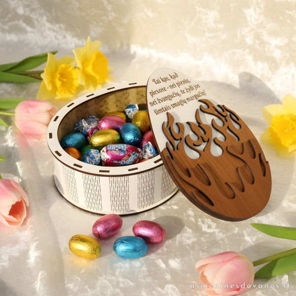 Dėžutė "Degantis kiaušis" – Velykų dekoracija ir dovana