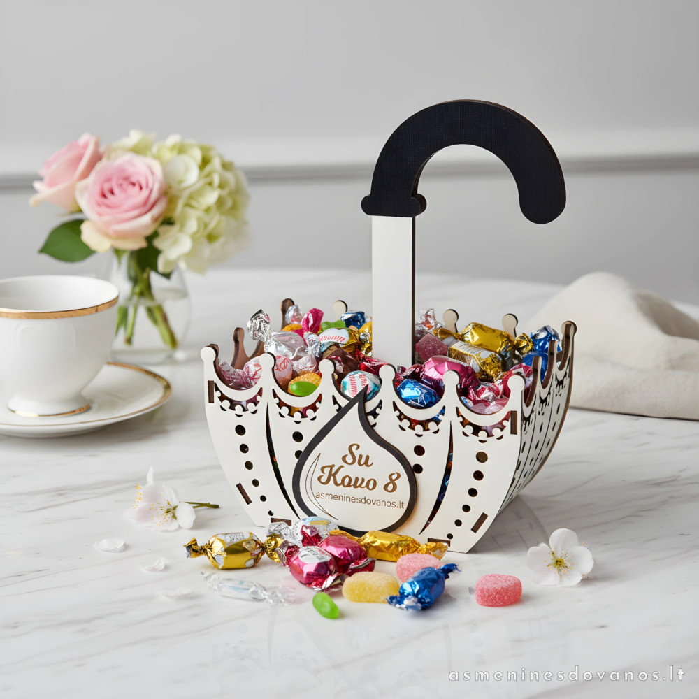 Personalizuotas dovanų krepšelis „Skėtis mini“ su graviravimu