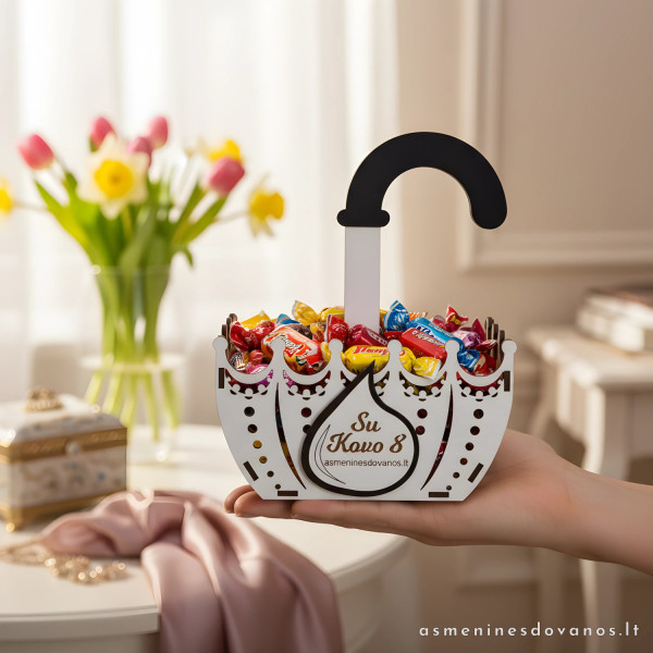 Personalizuotas dovanų krepšelis „Skėtis mini“ su graviravimu