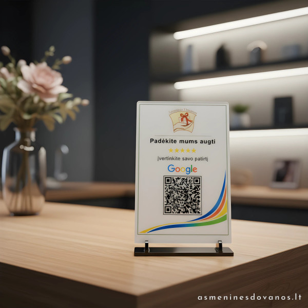 Google atsiliepimų QR stovelis | Personalizuotas verslui