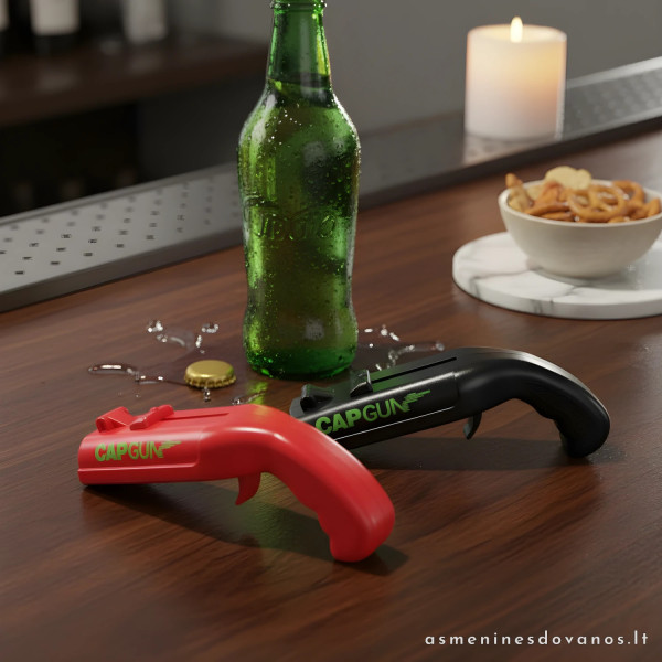 Šaudantis butelių atidarytuvas Cap Gun | Originali dovana vyrui