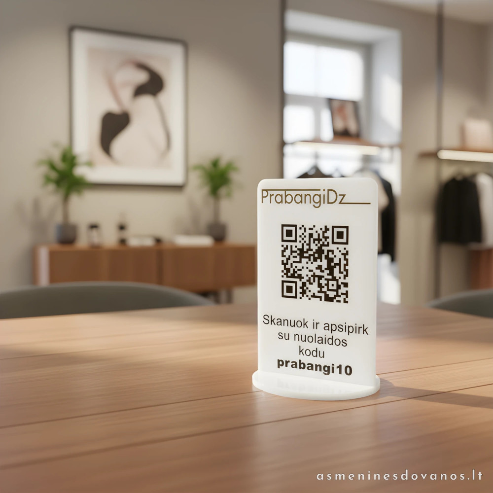 QR kodo stovelis su įmonės logotipu | Personalizuotas plexiglass
