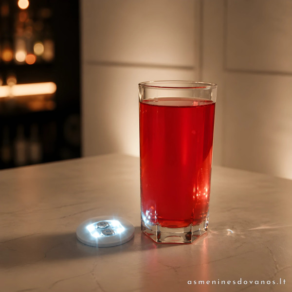 LED šviečiantis padėkliukas stiklinei | Balta šviesa
