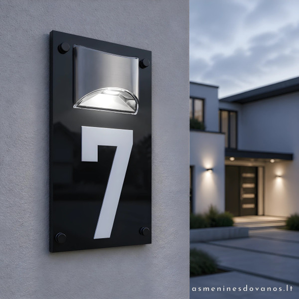 Saulės energija apšviečiamas namo numeris | LED adreso ženklas