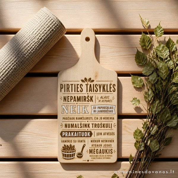 Pirties taisyklių lentelė iš buko | Personalizuojama