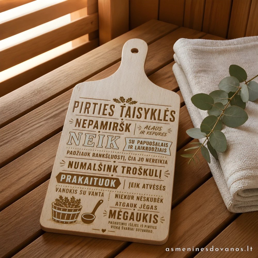 Pirties taisyklių lentelė iš buko | Personalizuojama