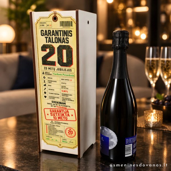 Dovanų dėžutė „Garantinis talonas“ | 20 gimtadieniui