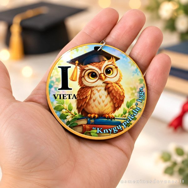 Personalizuotas medalis vaikams „Pelėdžiukas“ | UV spauda