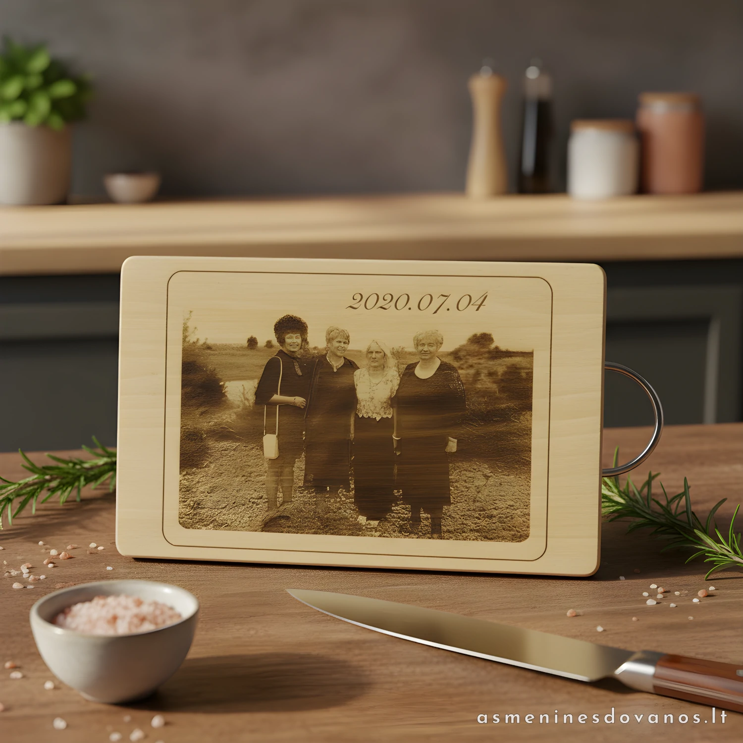 Pjaustymo lenetelė su graviruota nuotraukja